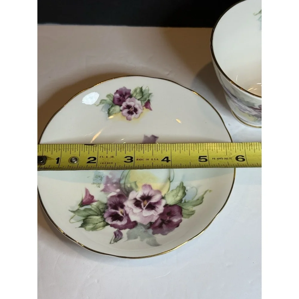 Royal Patrician Purple Pansy Bone China Tea Cup & Saucer England Floral